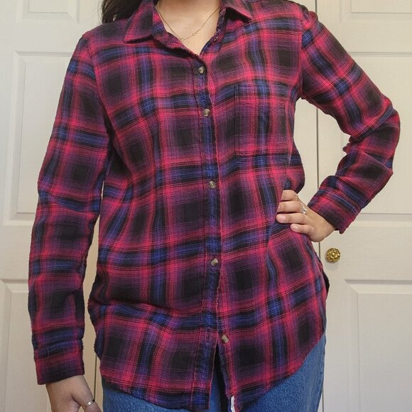 Cotton American Eagle Boyfriend Fit Flannel - Picture 2 of 3